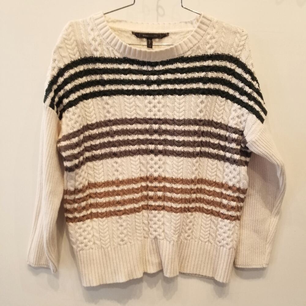Maxazria Cable Knit Sweater Heavy Weight Casual Long Sleeve Pullover Size XS